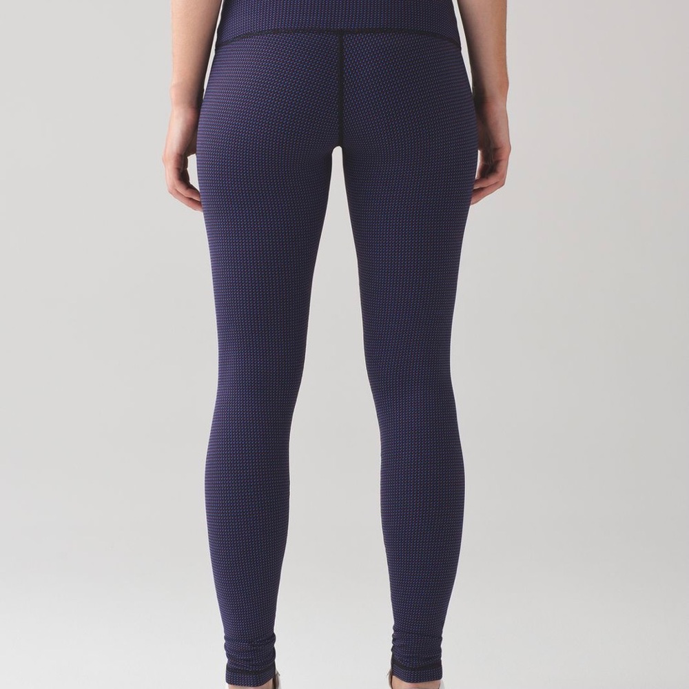 Lululemon Wunder Under Luon Hi-Rise Pant in Teeny Check Black Cerulean B…